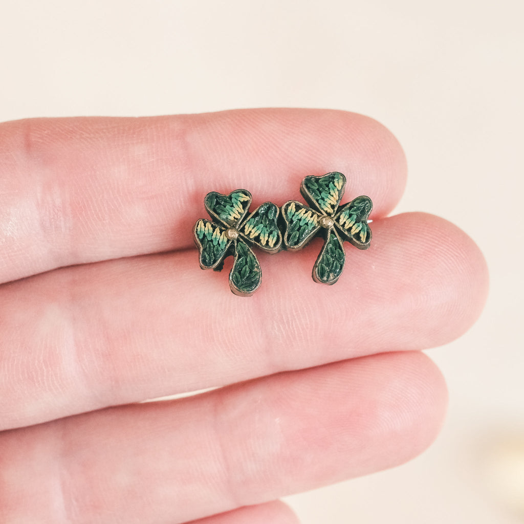 Victorian Micromosaic Shamrocks Brooch - Lost Owl Jewelry