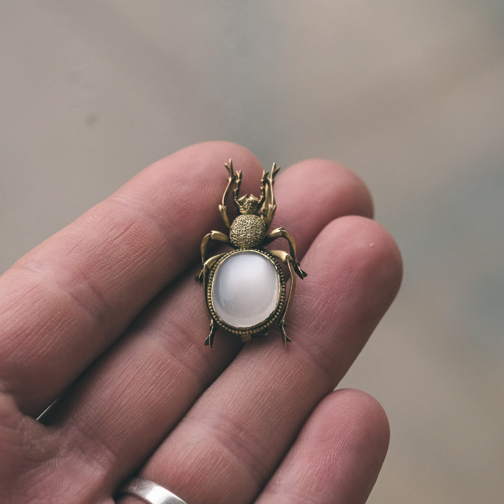 Victorian Moon Beetle Brooch - Lost Owl Jewelry