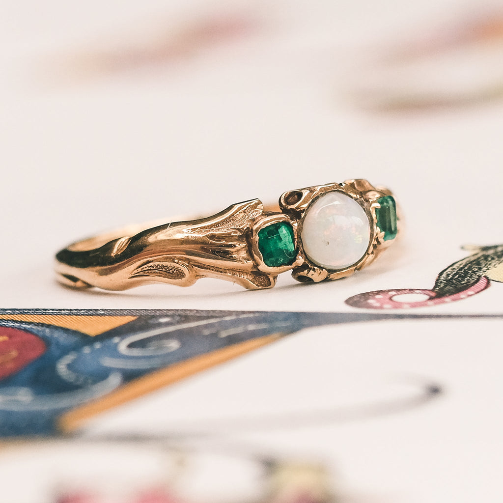 Victorian Opal & Emerald Ring - Lost Owl Jewelry