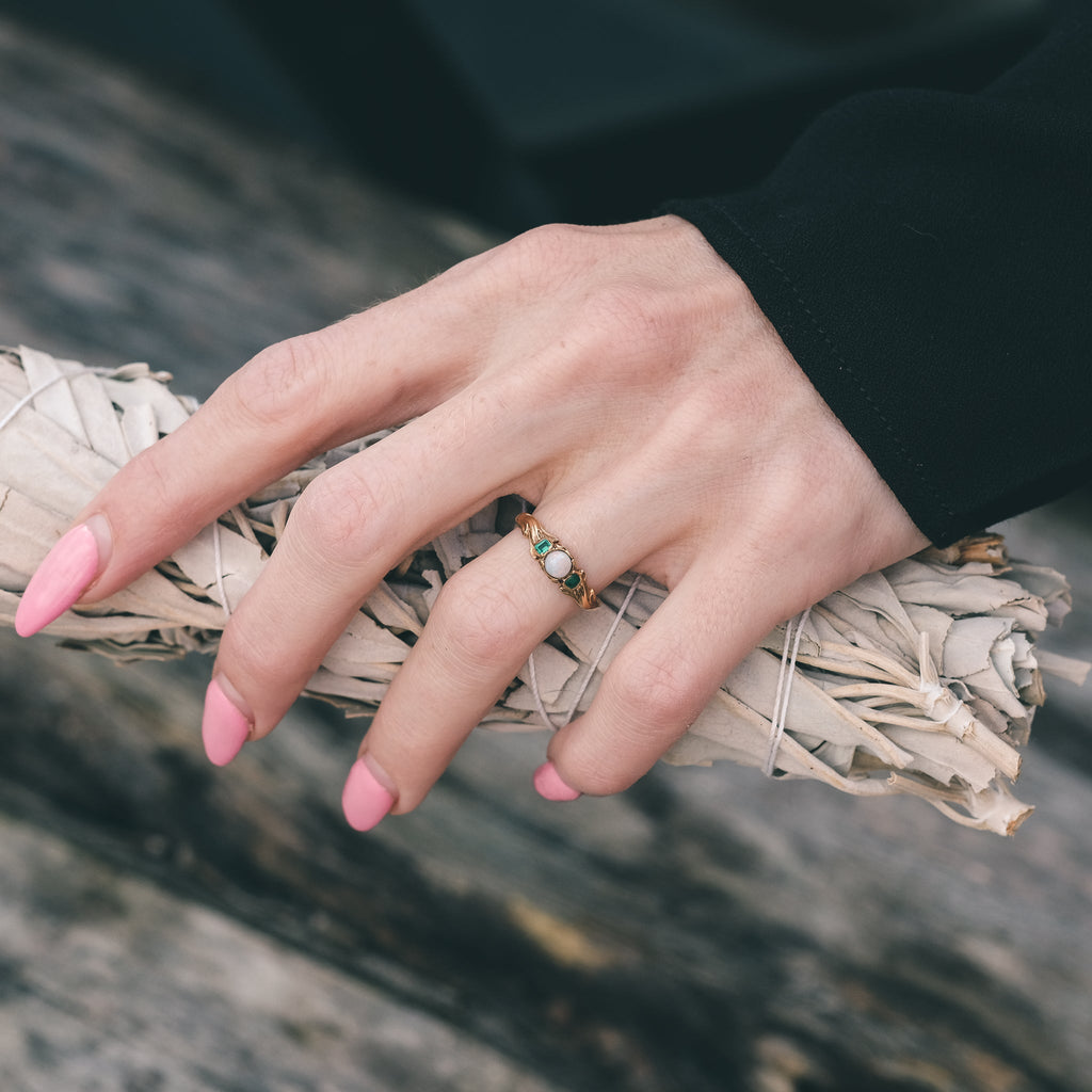 Victorian Opal & Emerald Ring - Lost Owl Jewelry