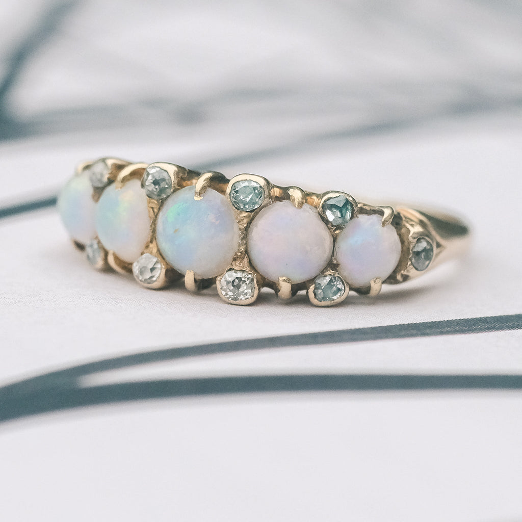 Victorian Opal Half-Hoop Ring - Lost Owl Jewelry