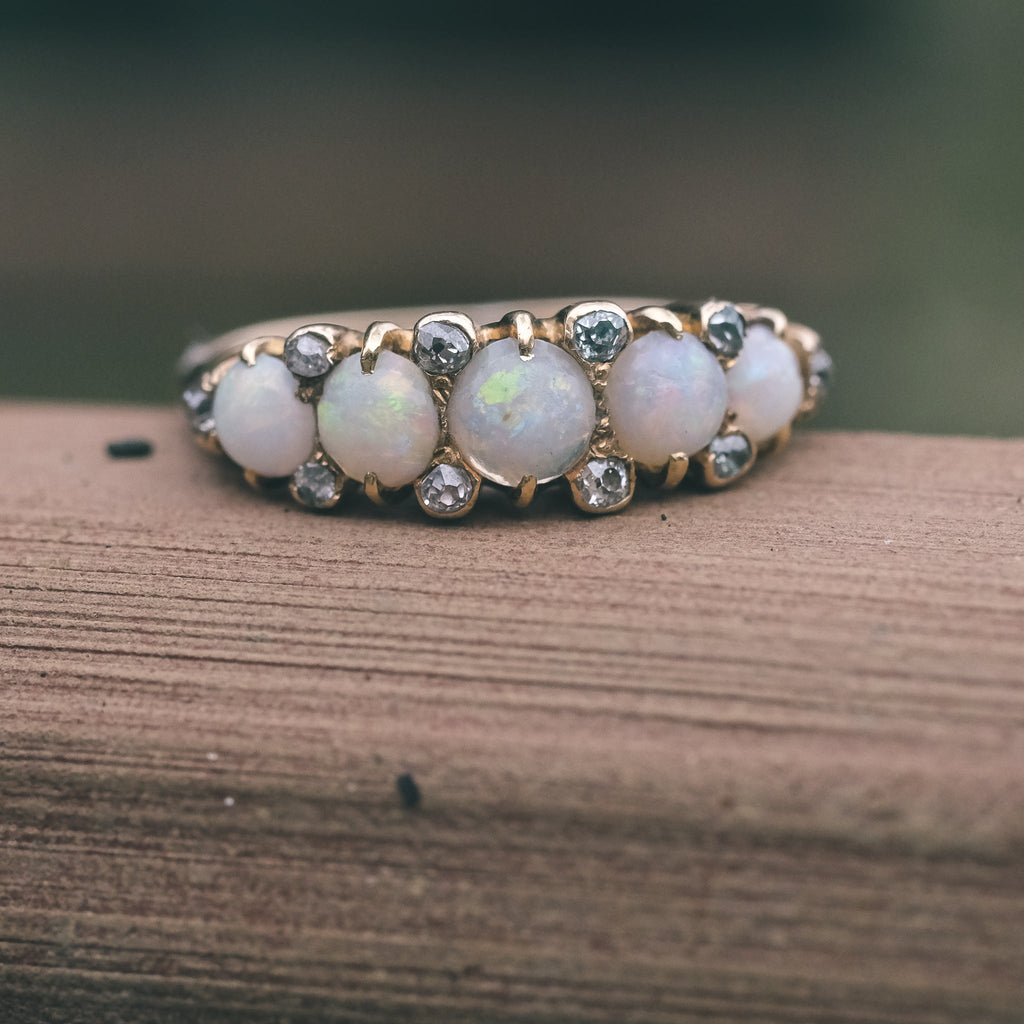 Victorian Opal Half-Hoop Ring - Lost Owl Jewelry