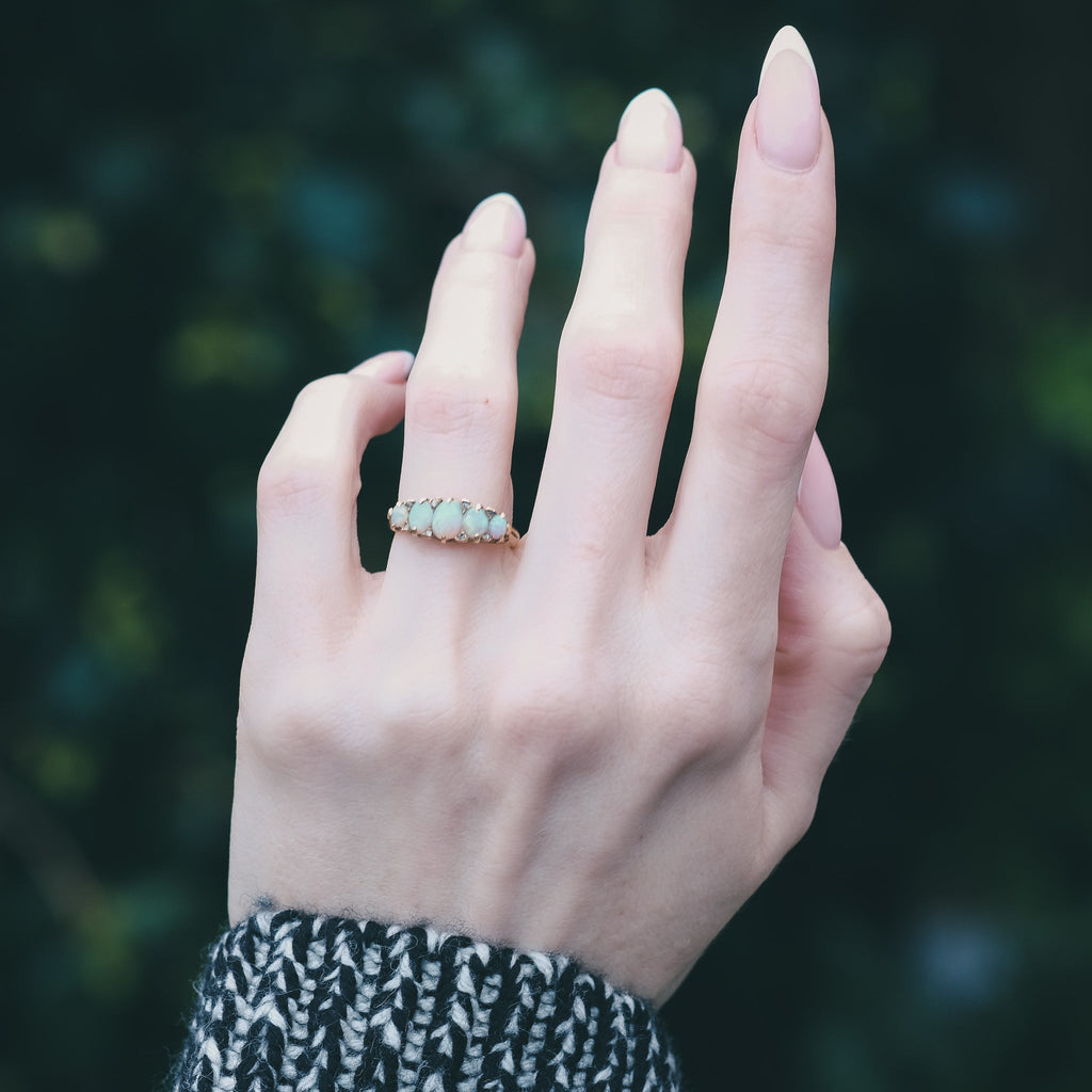 Victorian Opal Half-Hoop Ring - Lost Owl Jewelry