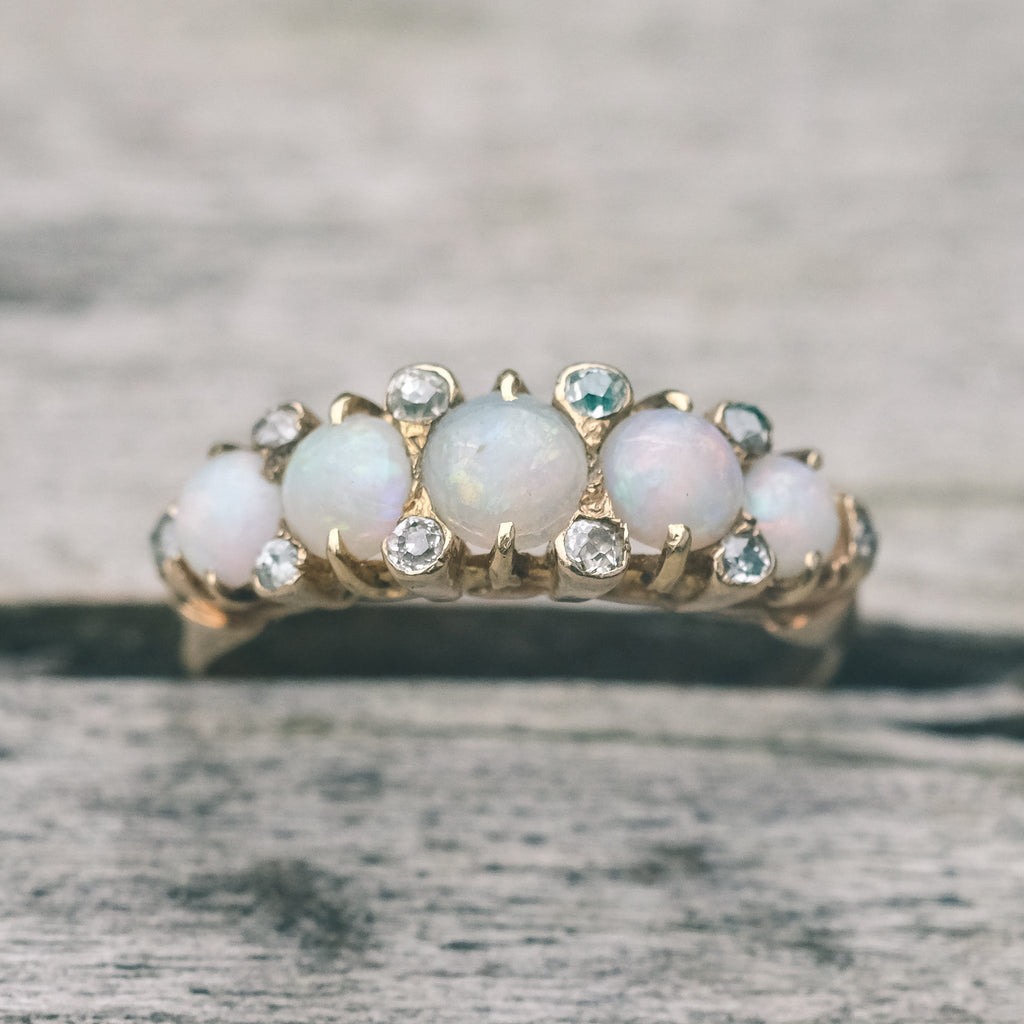 Victorian Opal Half-Hoop Ring - Lost Owl Jewelry