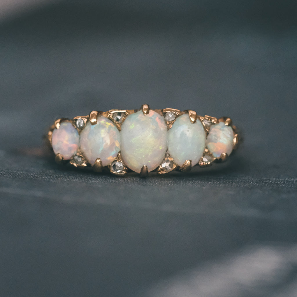 Victorian Opal Half-Hoop Ring - Lost Owl Jewelry