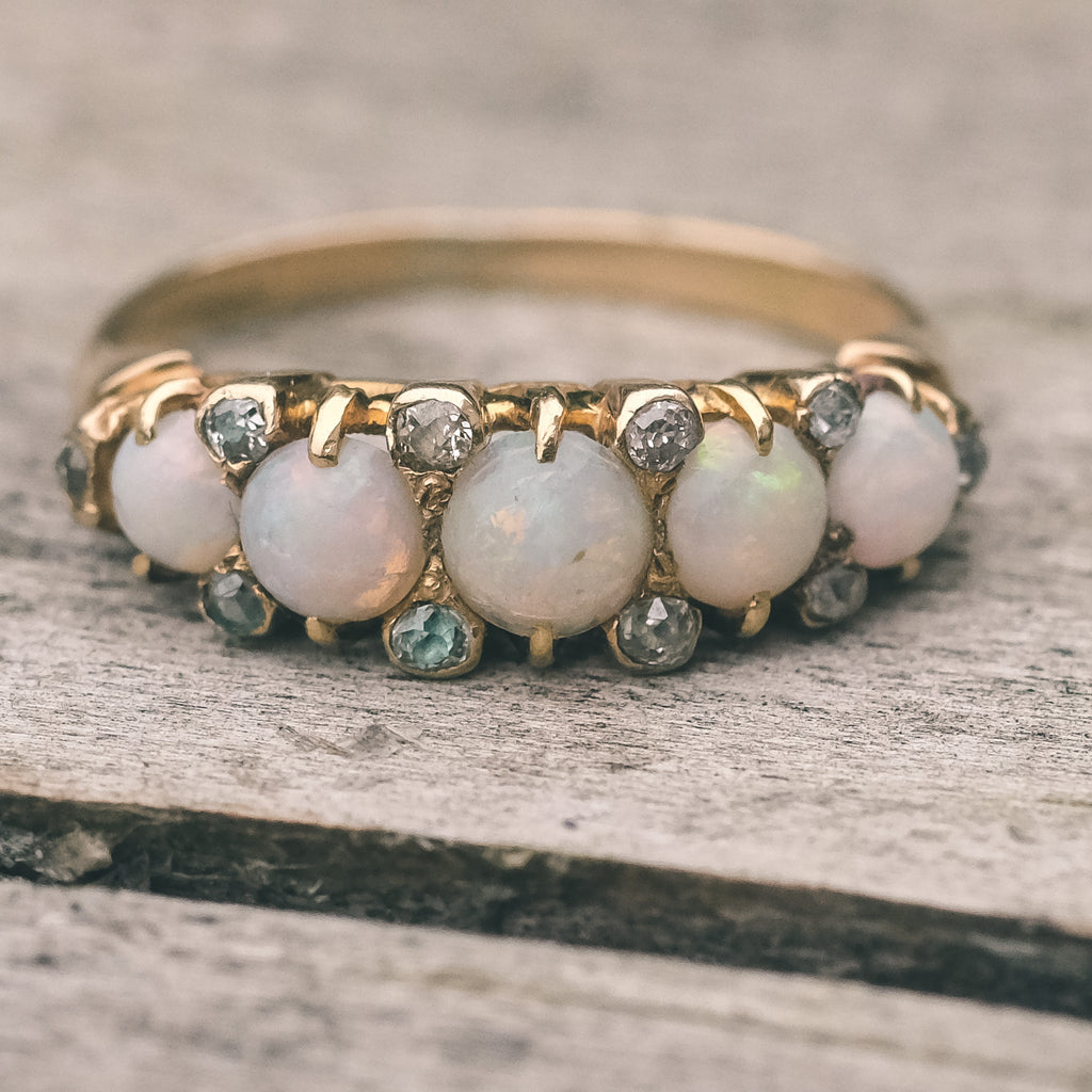 Victorian Opal Half-Hoop Ring - Lost Owl Jewelry