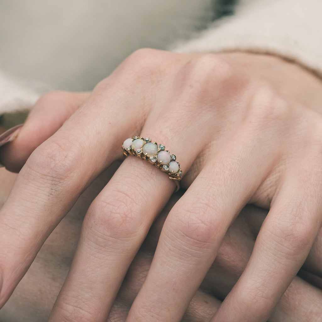 Victorian Opal Half-Hoop Ring - Lost Owl Jewelry