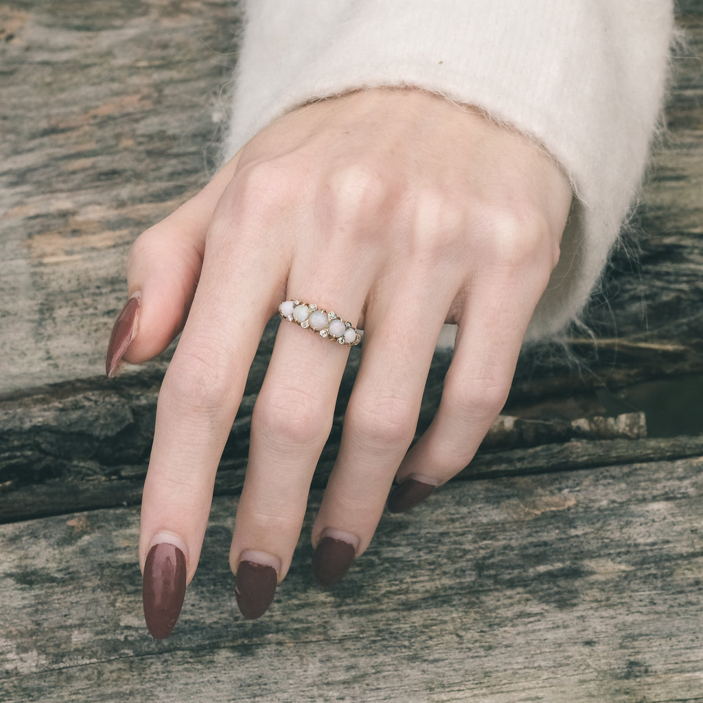 Victorian Opal Half-Hoop Ring - Lost Owl Jewelry