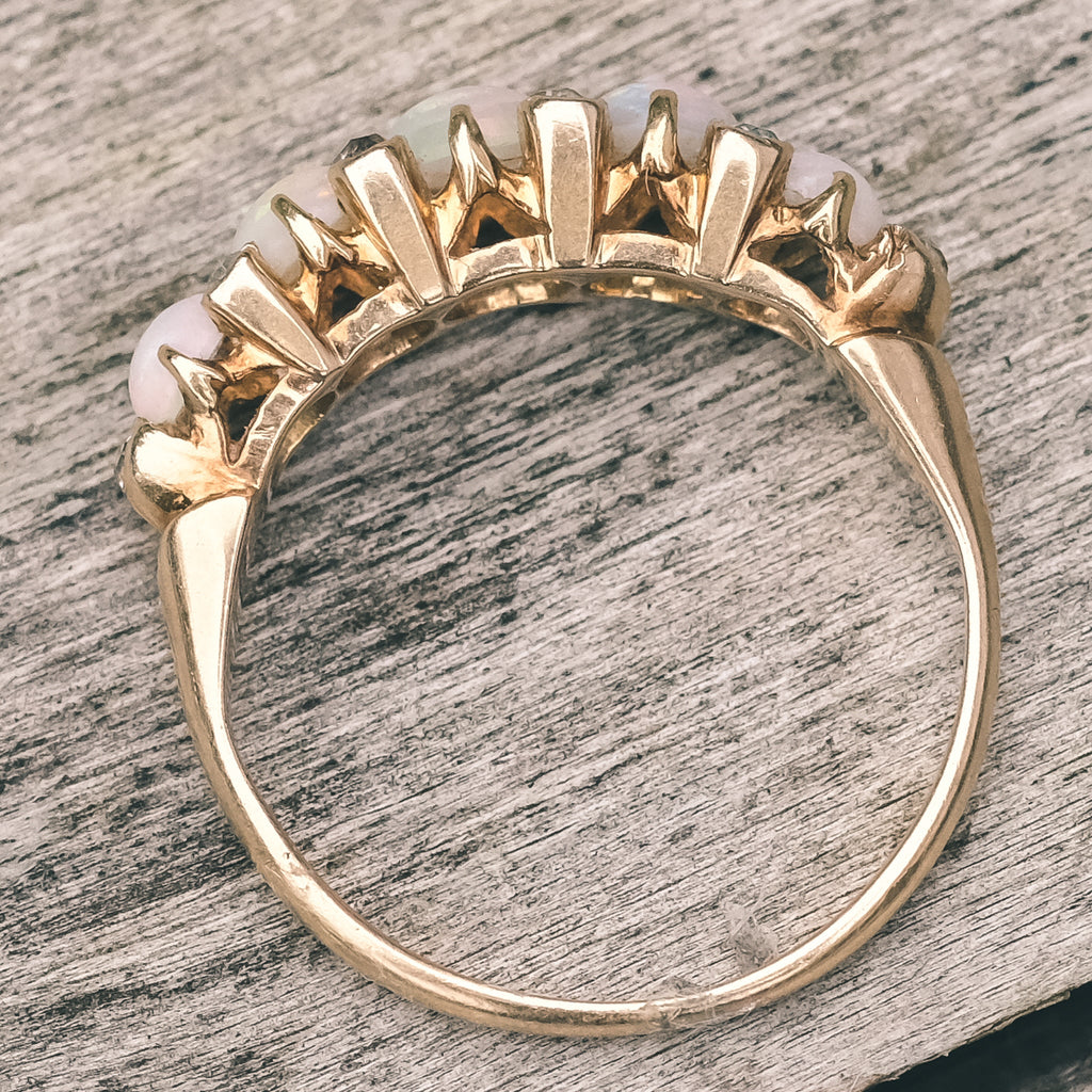 Victorian Opal Half-Hoop Ring - Lost Owl Jewelry