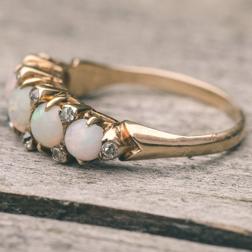 Victorian Opal Half-Hoop Ring - Lost Owl Jewelry