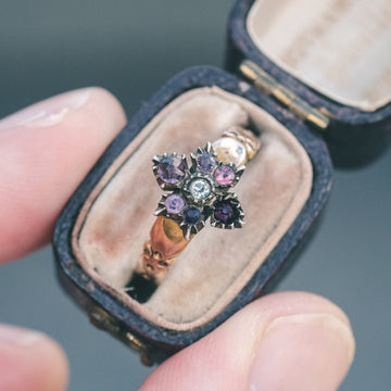 Victorian Paste Flower Ring - Lost Owl Jewelry