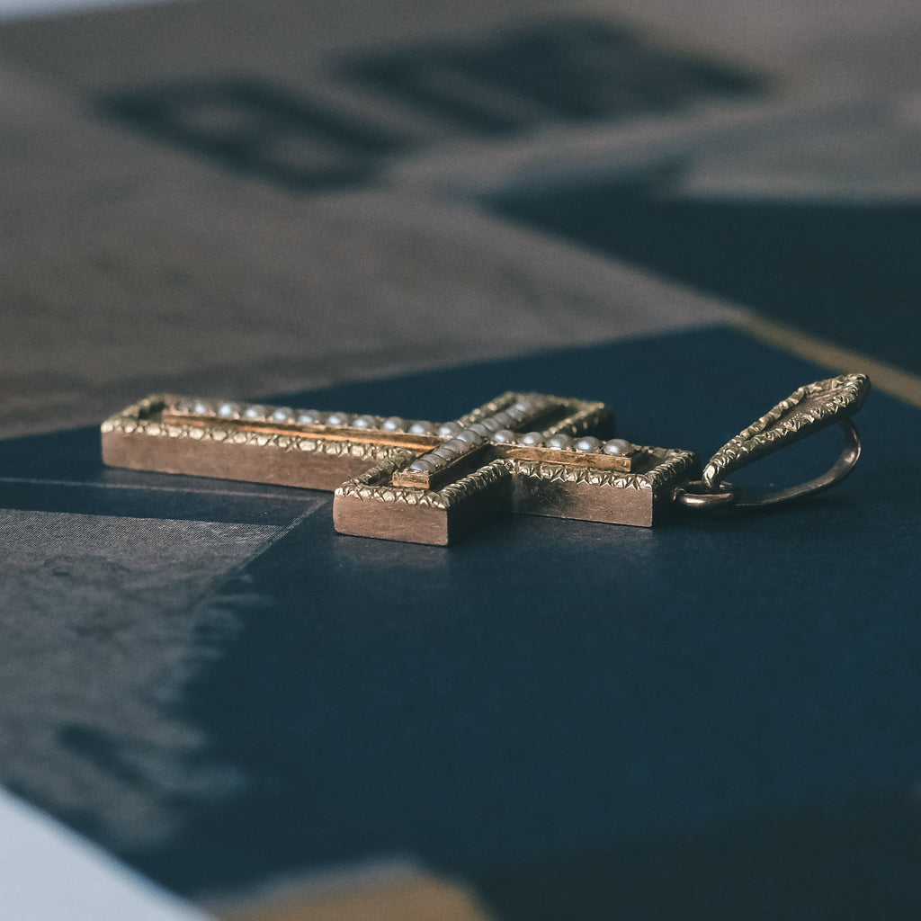 Victorian Pearl Cross Pendant - Lost Owl Jewelry