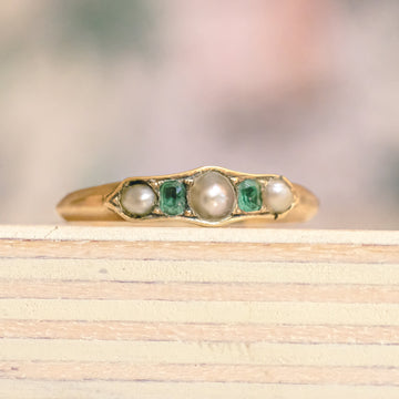 Victorian Pearl & Emerald Band - Lost Owl Jewelry