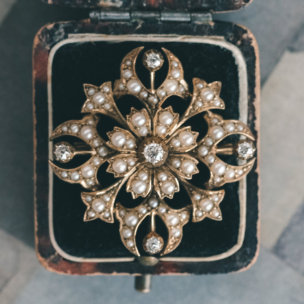 Victorian Pearl Floral Brooch - Lost Owl Jewelry