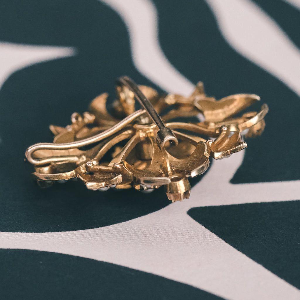 Victorian Pearl Floral Brooch - Lost Owl Jewelry