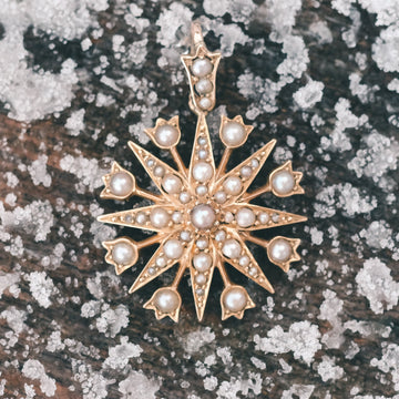 Victorian Pearl Snowflake Pendant - Lost Owl Jewelry