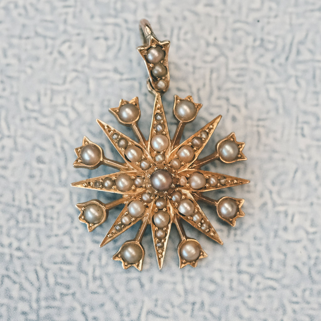 Victorian Pearl Snowflake Pendant - Lost Owl Jewelry