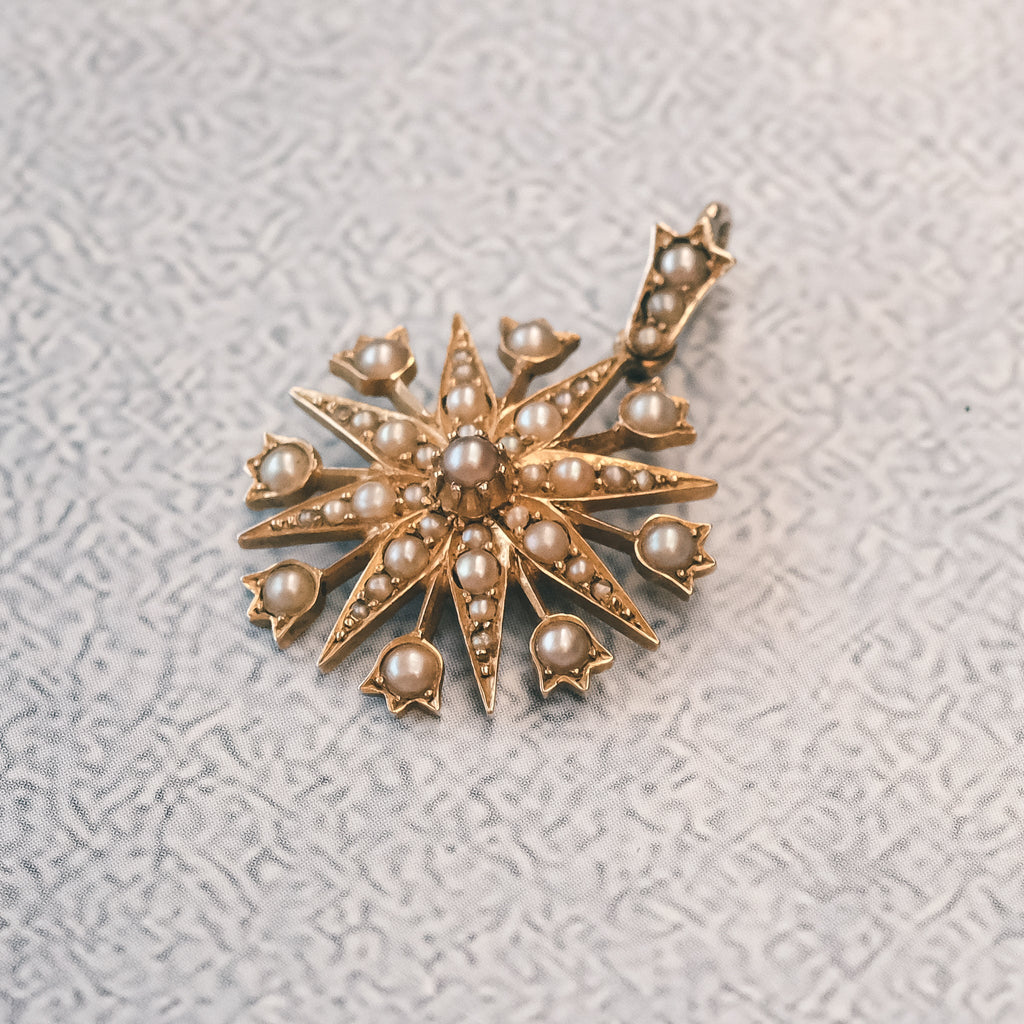Victorian Pearl Snowflake Pendant - Lost Owl Jewelry