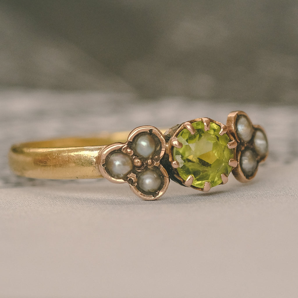 Victorian Peridot Trefoils Ring - Lost Owl Jewelry