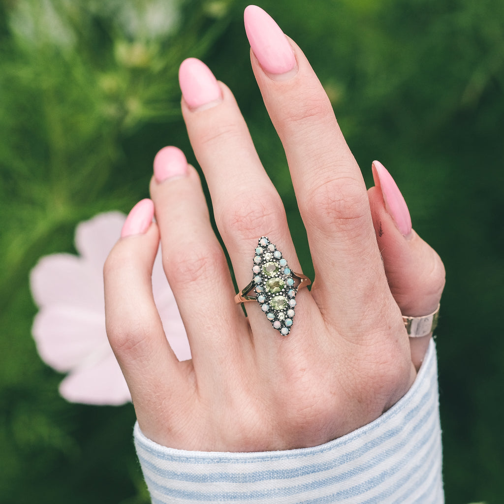 Victorian Rainbow Marquise Ring - Lost Owl Jewelry