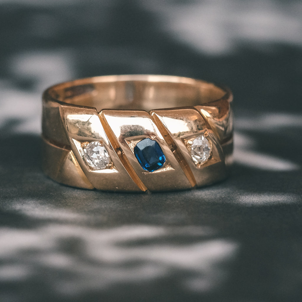 Victorian Sapphire & Diamond Cigar Band - Lost Owl Jewelry