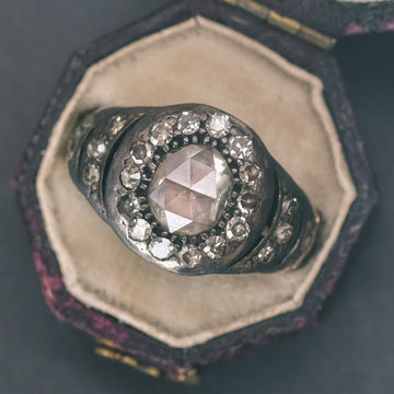 Victorian Sci-Fi Diamond Ring - Lost Owl Jewelry