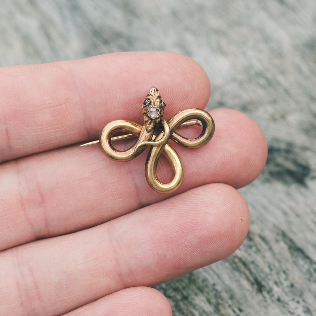 Victorian Serpent Brooch - Lost Owl Jewelry