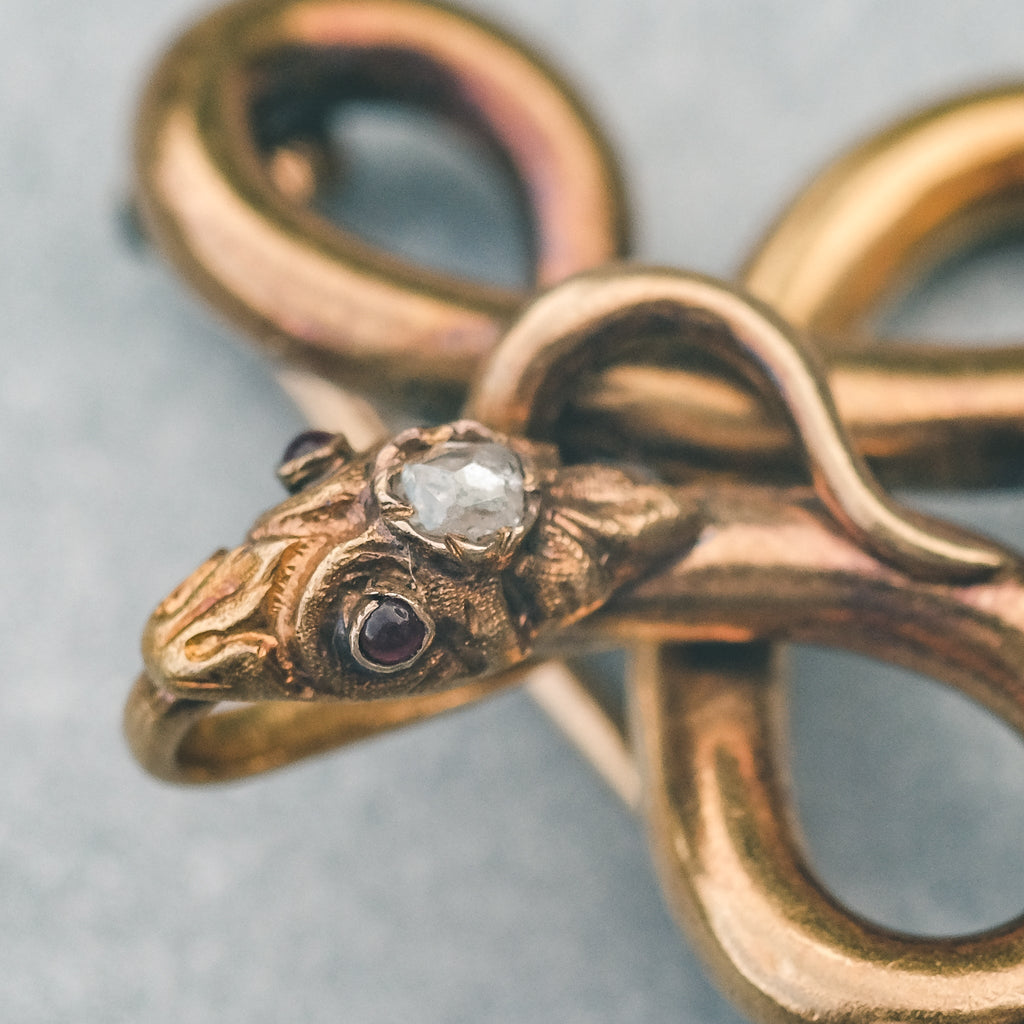 Victorian Serpent Brooch - Lost Owl Jewelry