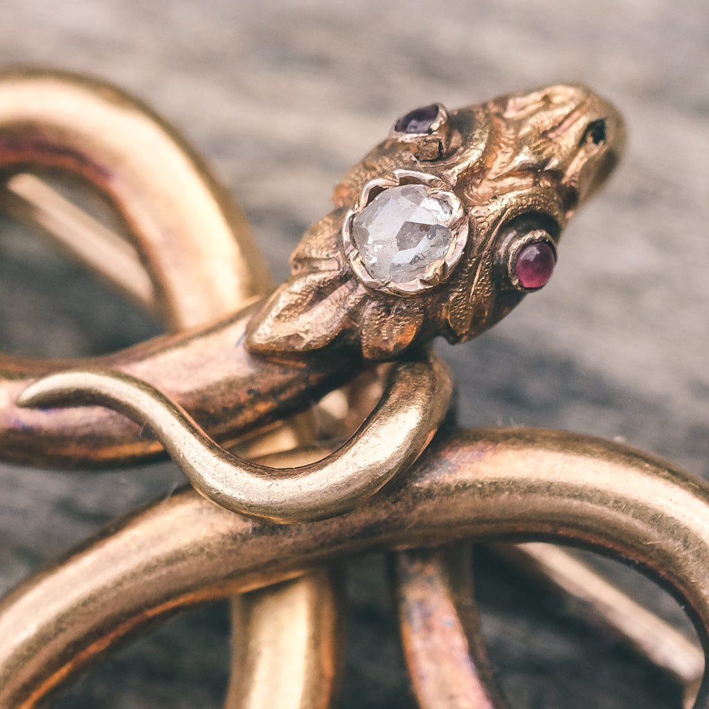 Victorian Serpent Brooch - Lost Owl Jewelry