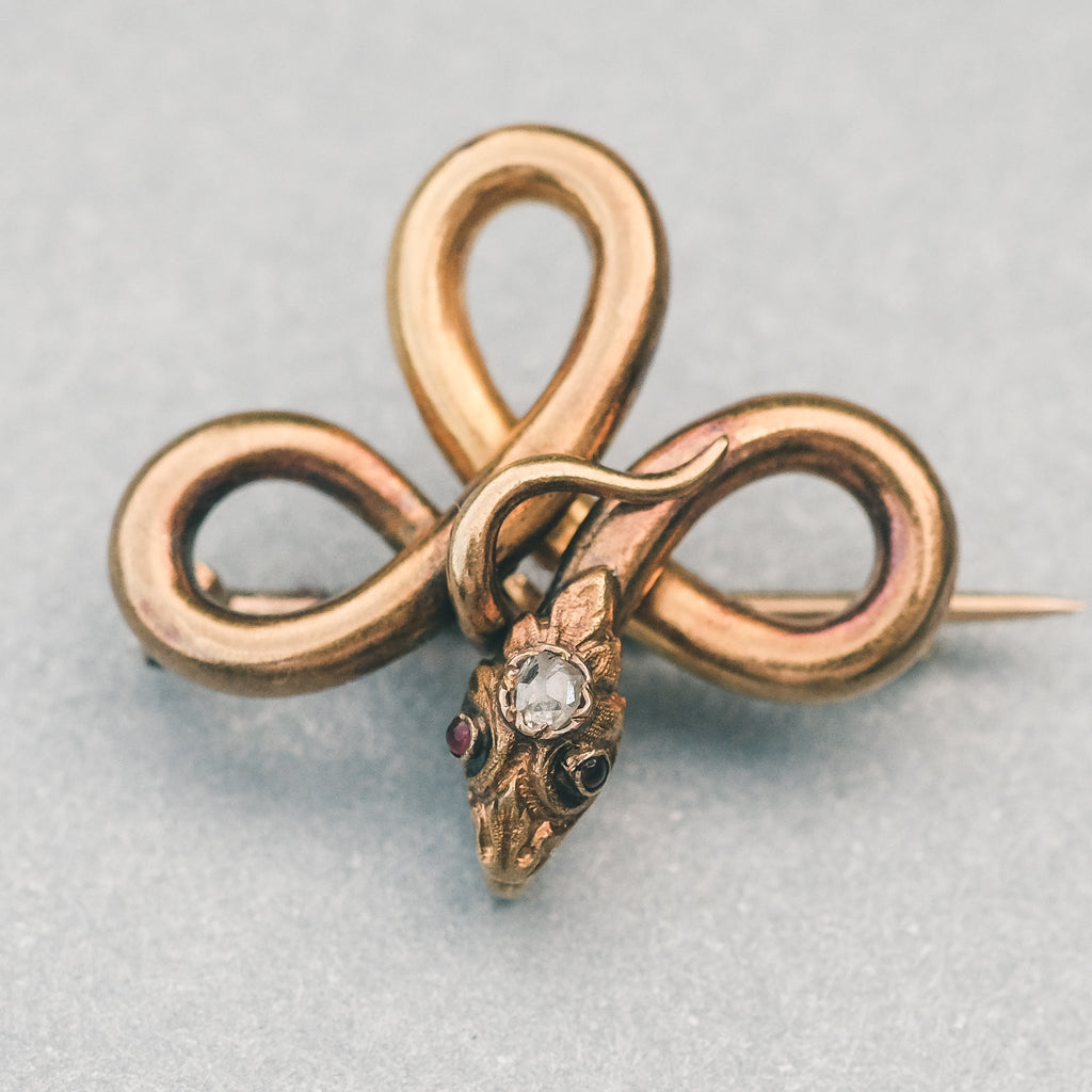 Victorian Serpent Brooch - Lost Owl Jewelry