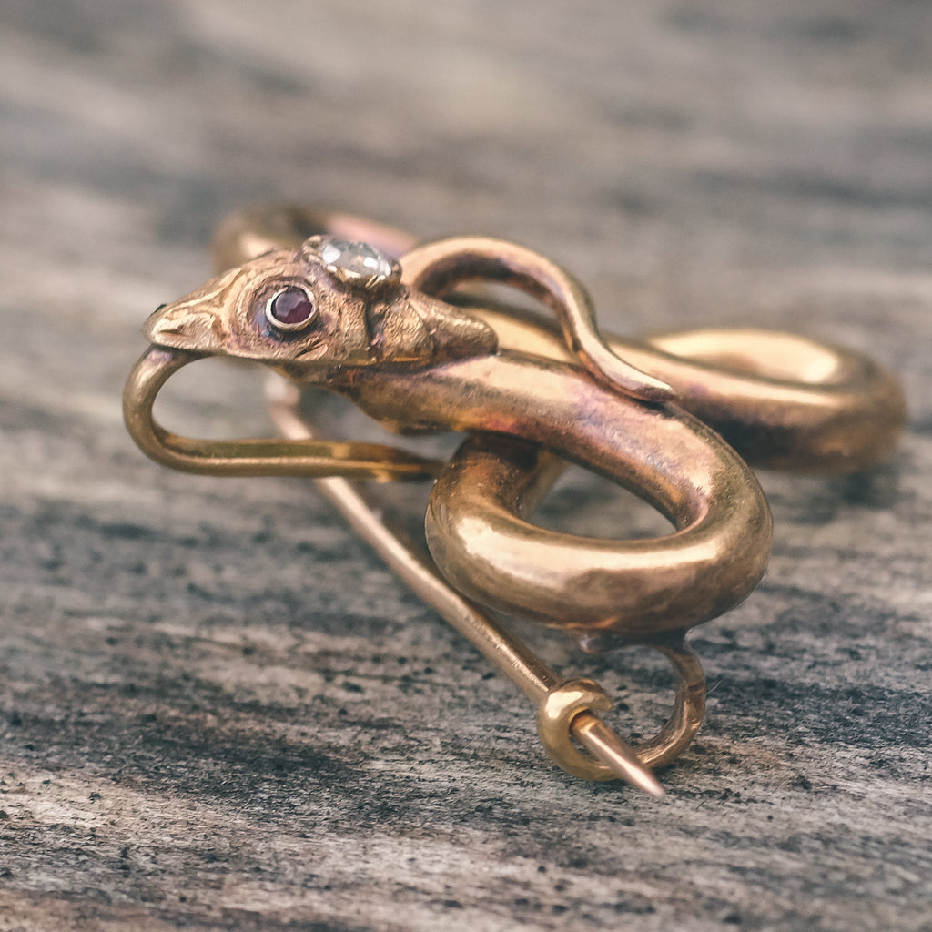 Victorian Serpent Brooch - Lost Owl Jewelry