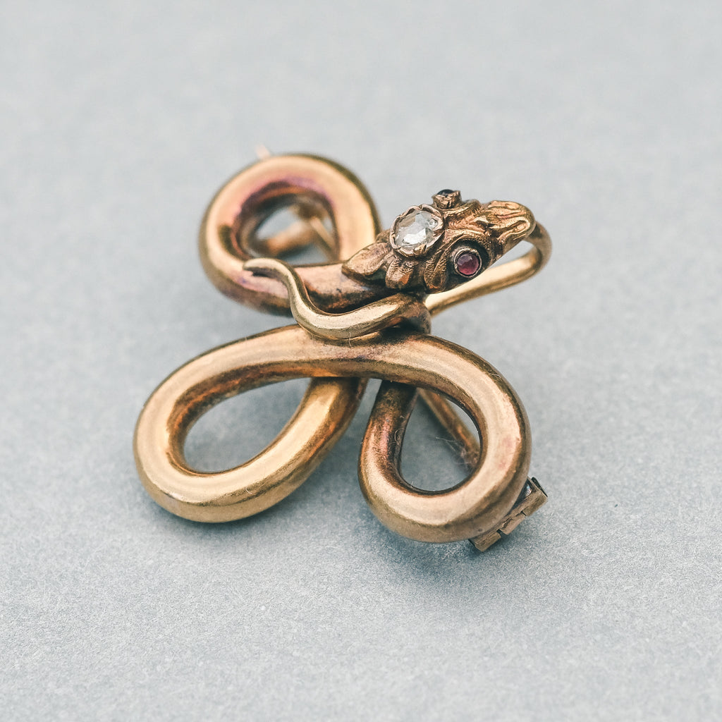 Victorian Serpent Brooch - Lost Owl Jewelry