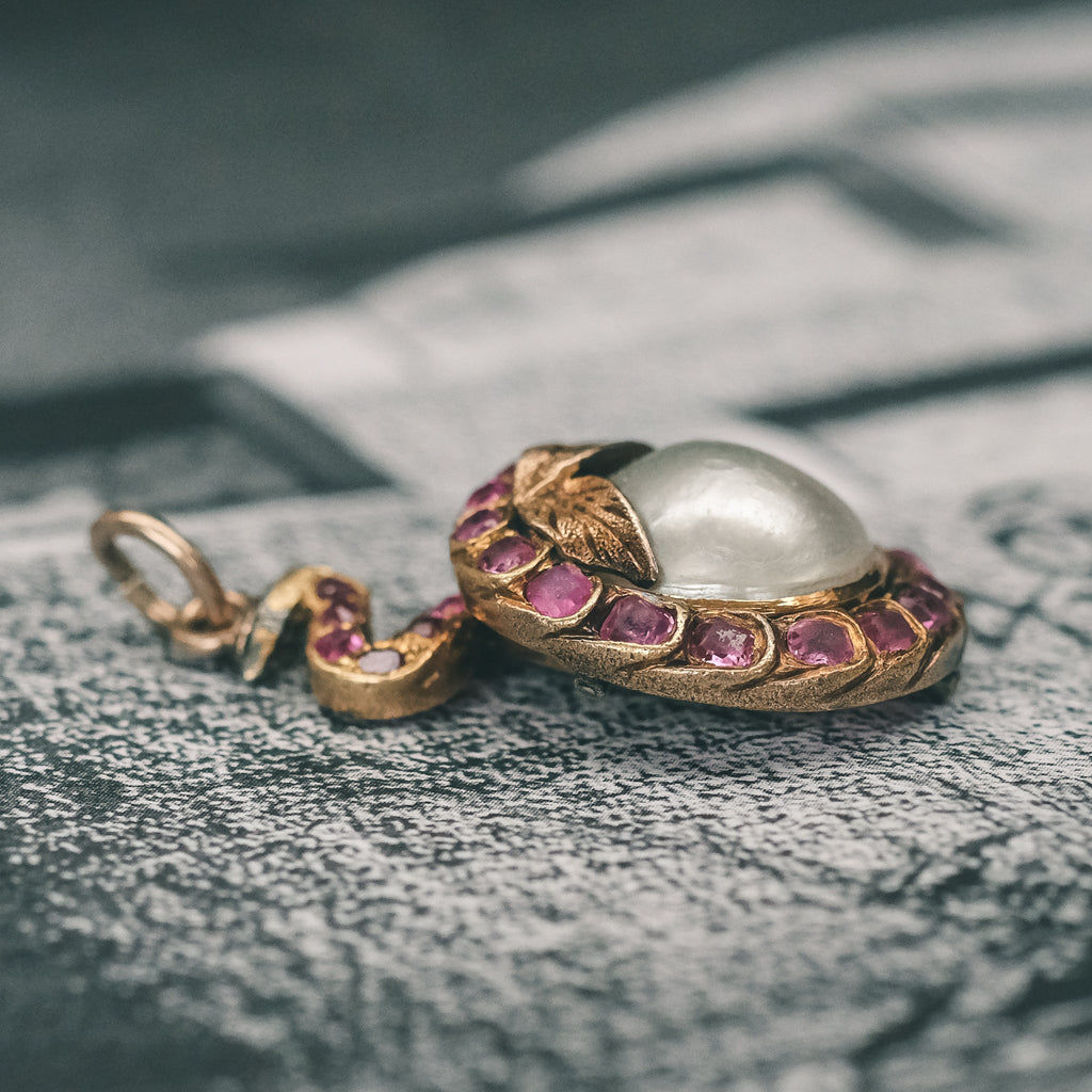 Victorian Serpent & Pearl Pendant - Lost Owl Jewelry