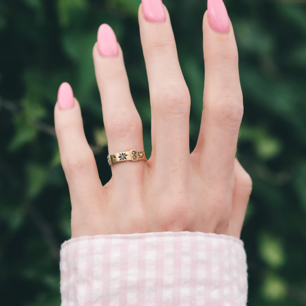 Victorian Sun & Star Buckle Ring - Lost Owl Jewelry