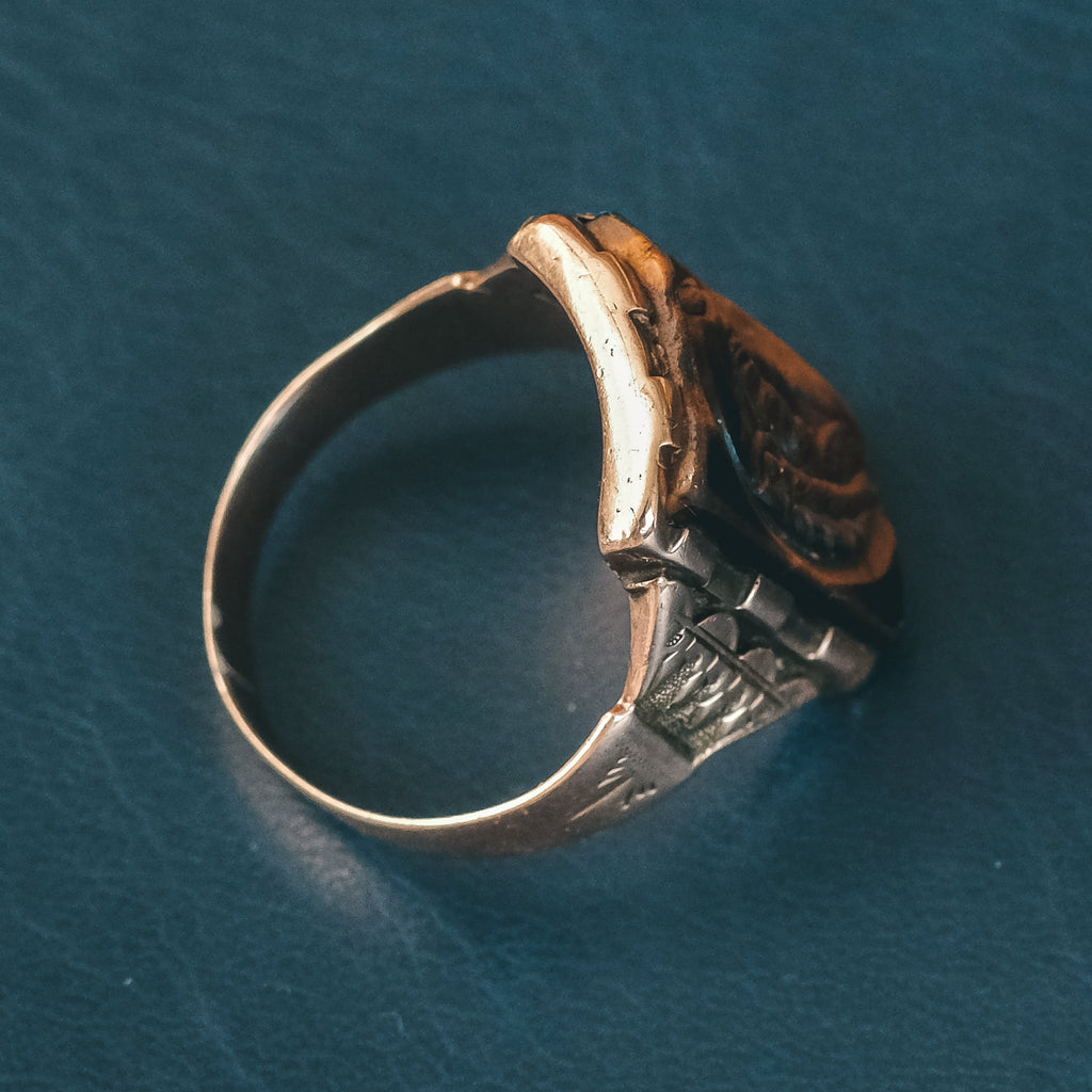 Victorian Tiger's Eye "Flora" Cameo Ring - Lost Owl Jewelry