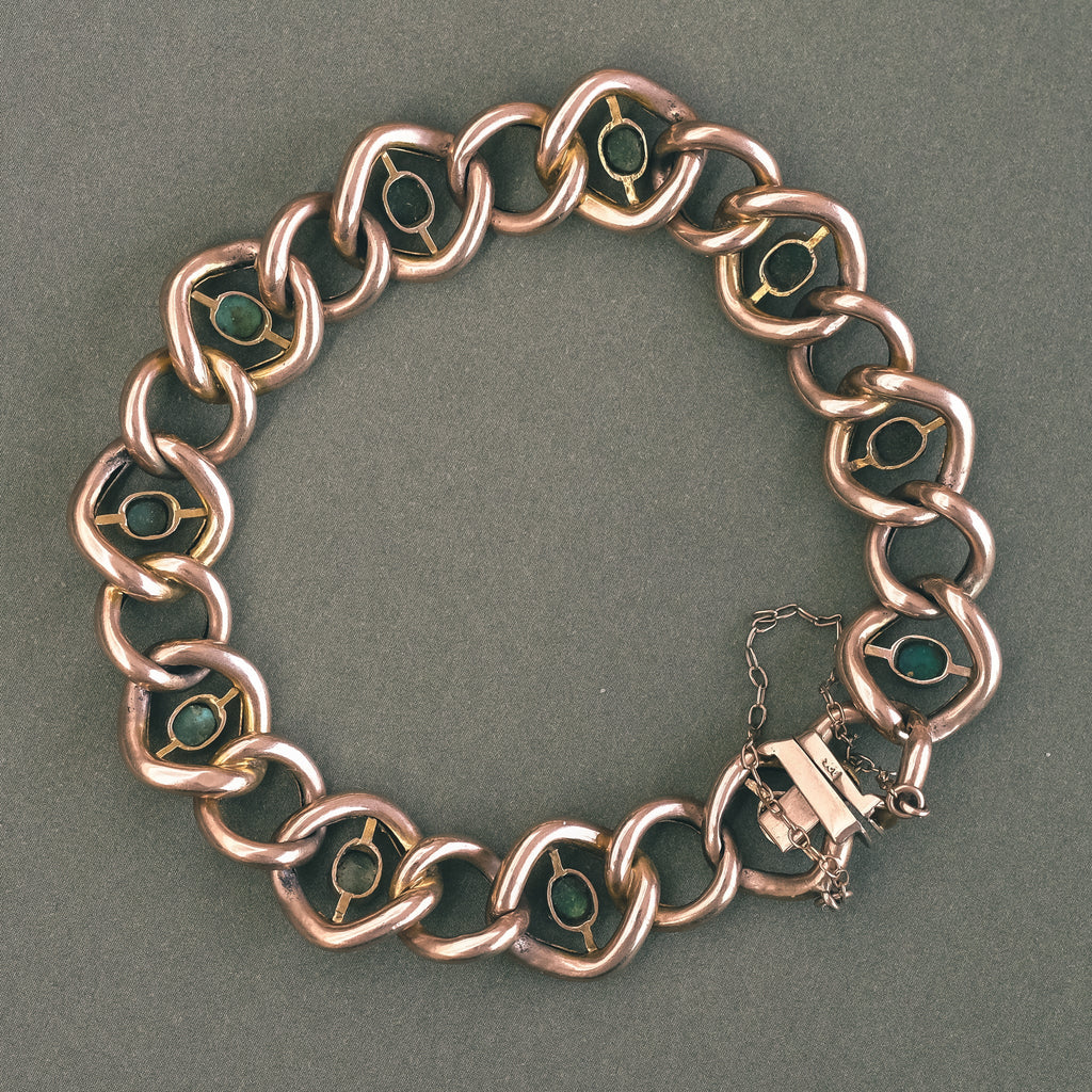 Victorian Turquoise Curb Bracelet - Lost Owl Jewelry