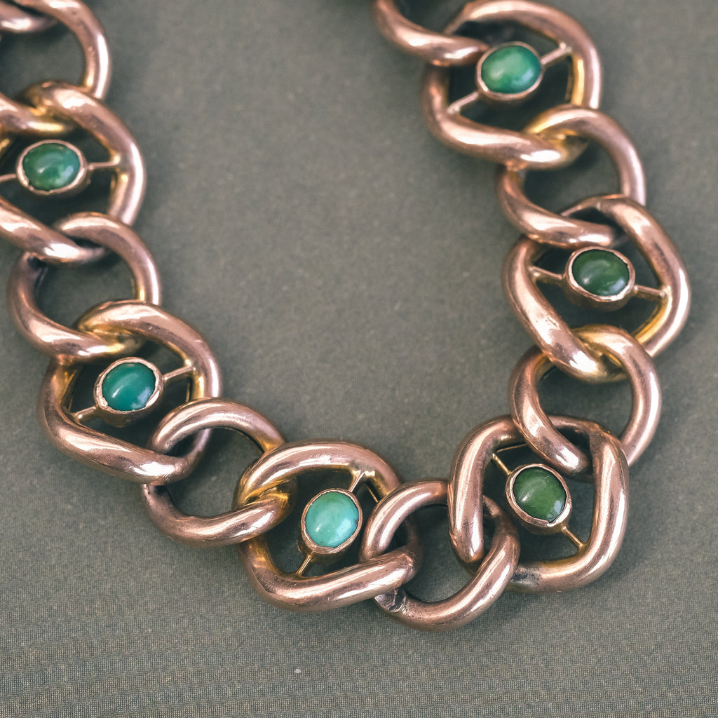 Victorian Turquoise Curb Bracelet - Lost Owl Jewelry