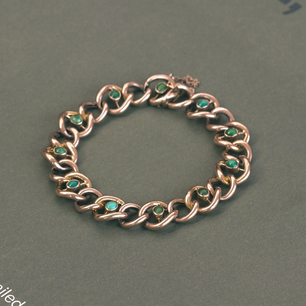 Victorian Turquoise Curb Bracelet - Lost Owl Jewelry