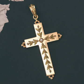Victorian Two-Tone Cross Pendant - Lost Owl Jewelry