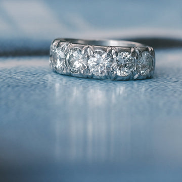 Vintage 2.5ct Diamond Half-Hoop Ring - Lost Owl Jewelry