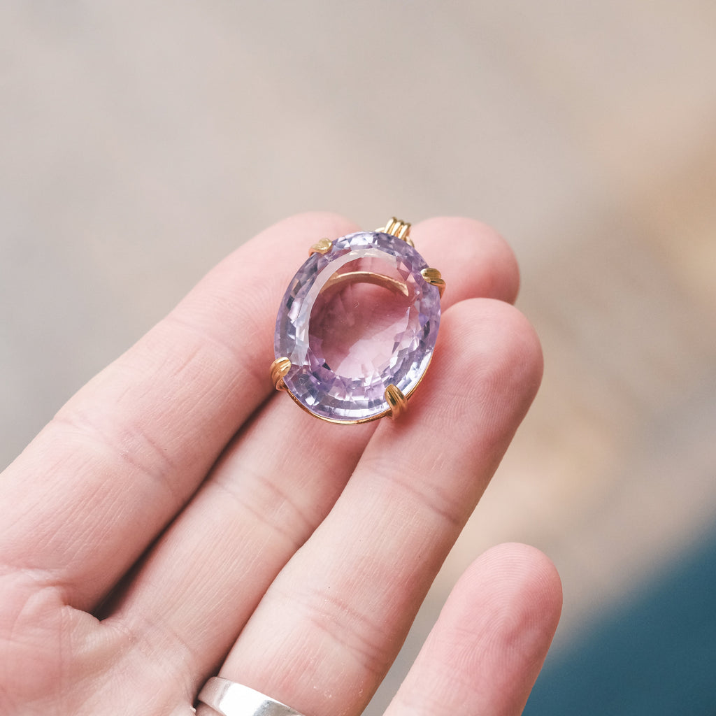 Vintage 50ct Amethyst Pendant - Lost Owl Jewelry