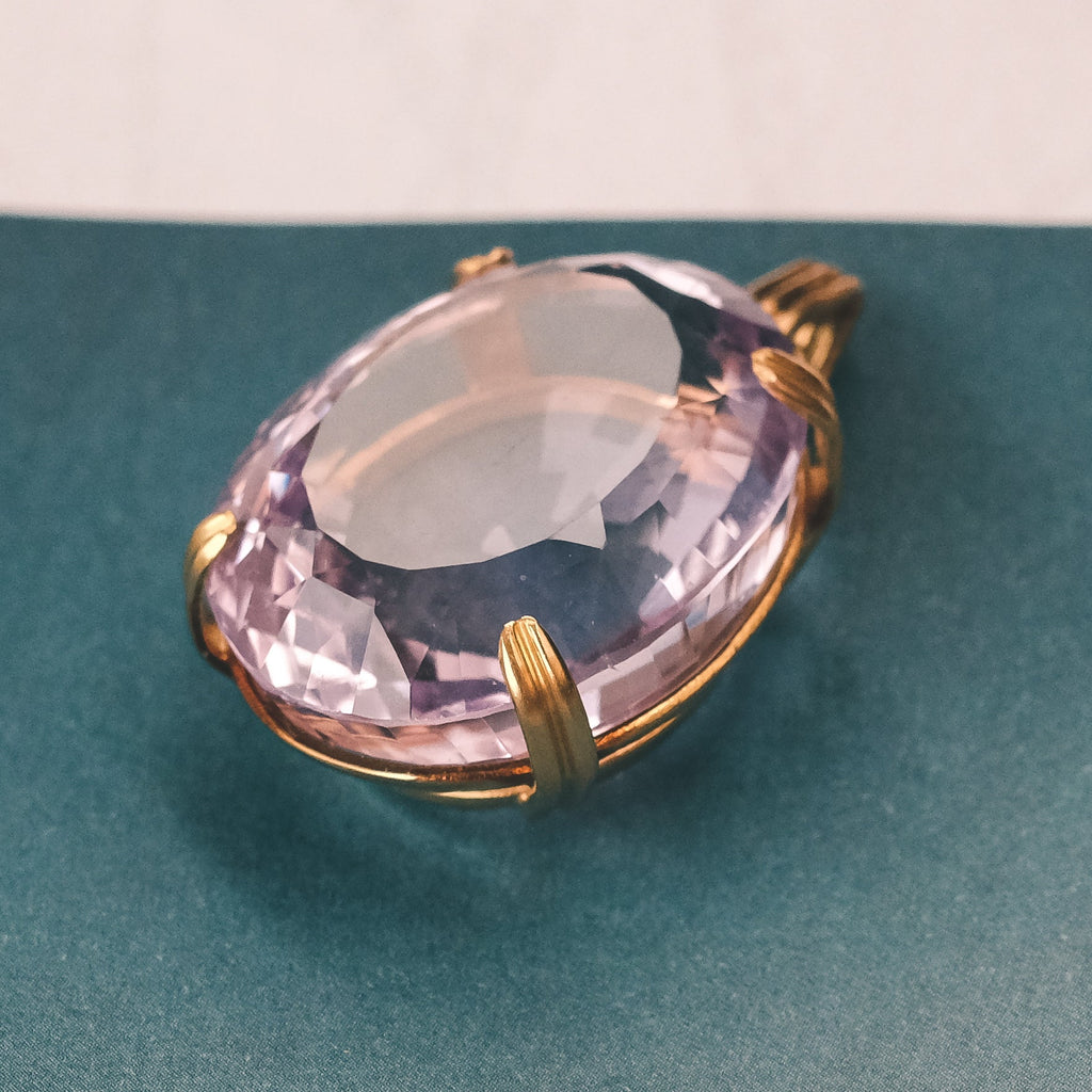 Vintage 50ct Amethyst Pendant - Lost Owl Jewelry