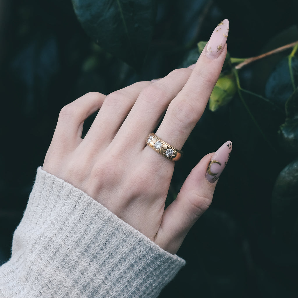 Vintage .75ct Diamond Star Band - Lost Owl Jewelry