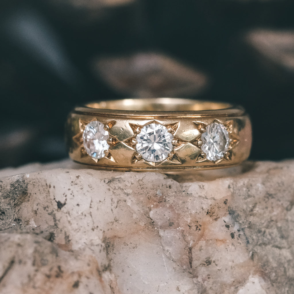 Vintage .75ct Diamond Star Band - Lost Owl Jewelry