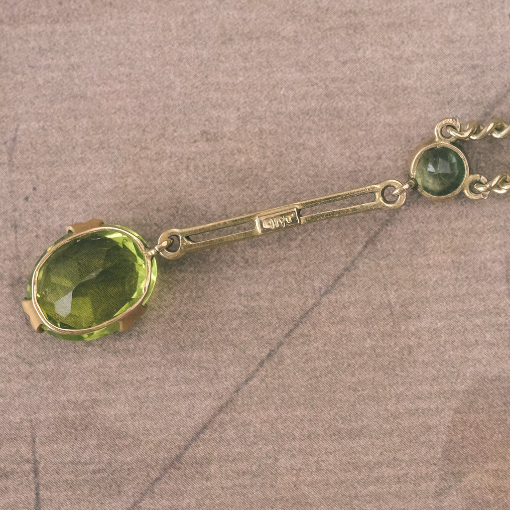 Vintage Acid Green Paste Necklace - Lost Owl Jewelry