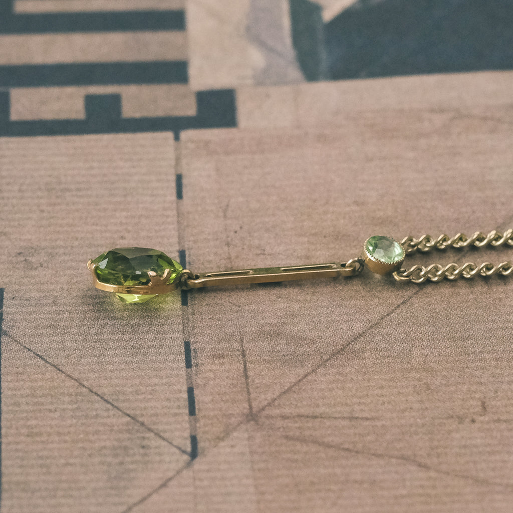 Vintage Acid Green Paste Necklace - Lost Owl Jewelry