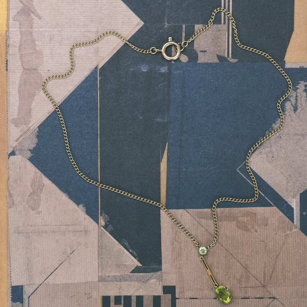 Vintage Acid Green Paste Necklace - Lost Owl Jewelry