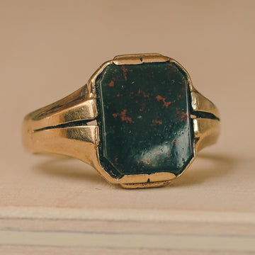 Vintage Bloodstone Signet Ring - Lost Owl Jewelry