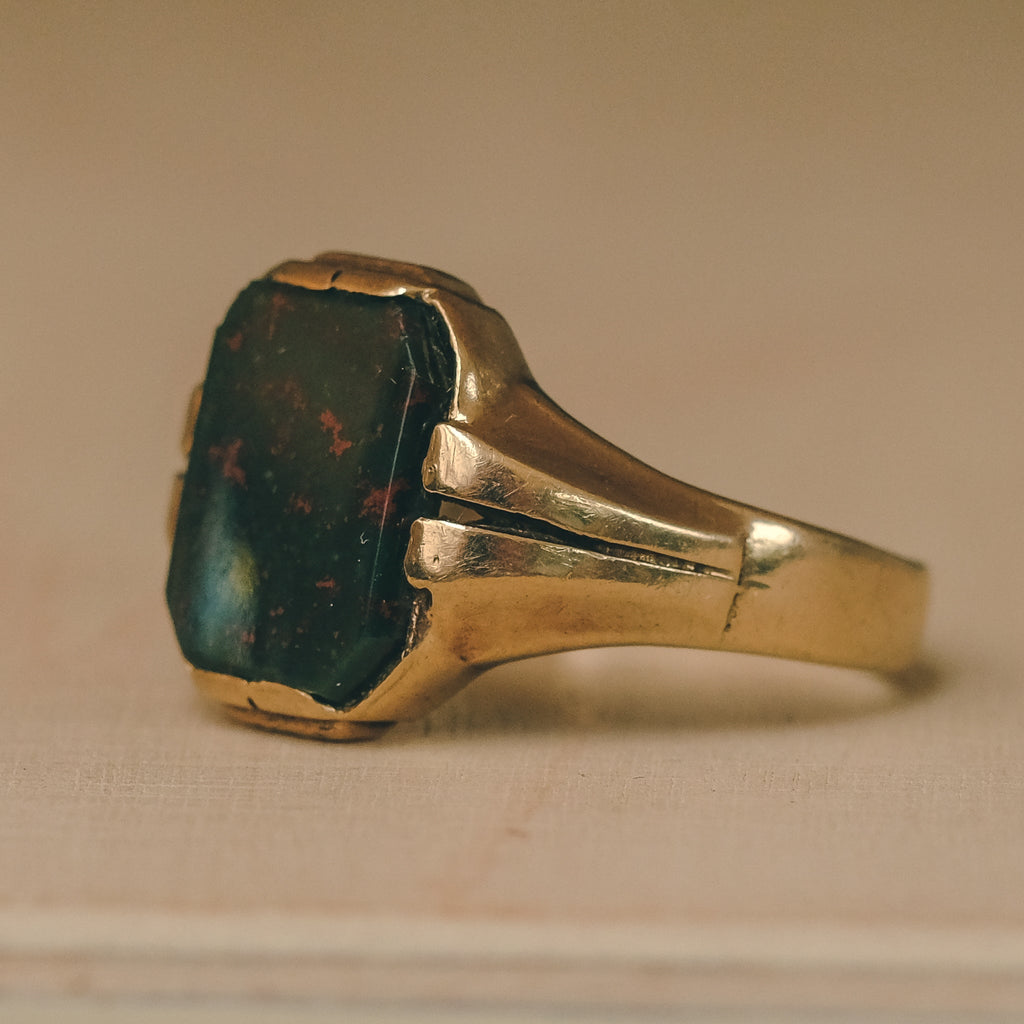Vintage Bloodstone Signet Ring - Lost Owl Jewelry