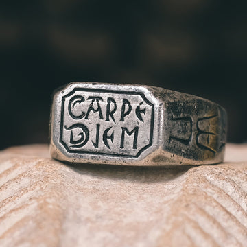 Vintage CARPE DIEM Sundial Ring - Lost Owl Jewelry
